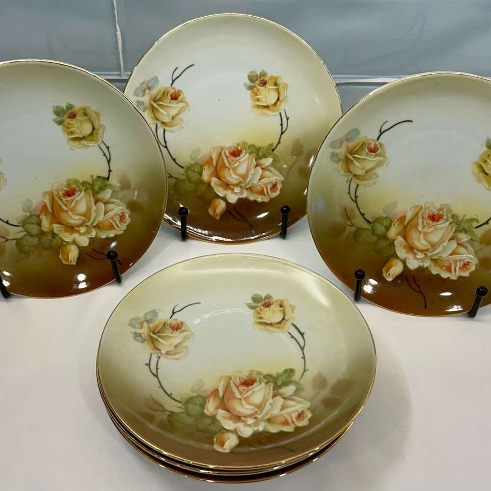 1920s Bavarian Porcelain Salad/Dessert Plates, 6.25”, German Made, PK Unity, 6